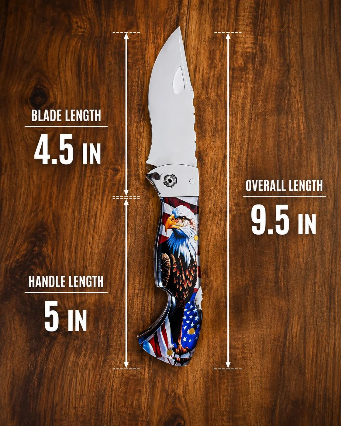Shark Pocket Knife™ — Patriot Eagle Edition — size chart